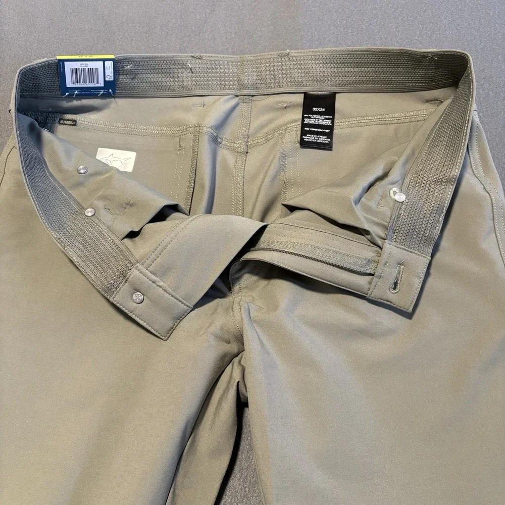 Greg Norman Tech Pants Men 32x34 Green Performance Golf Travel 4-Way Stretch NEW